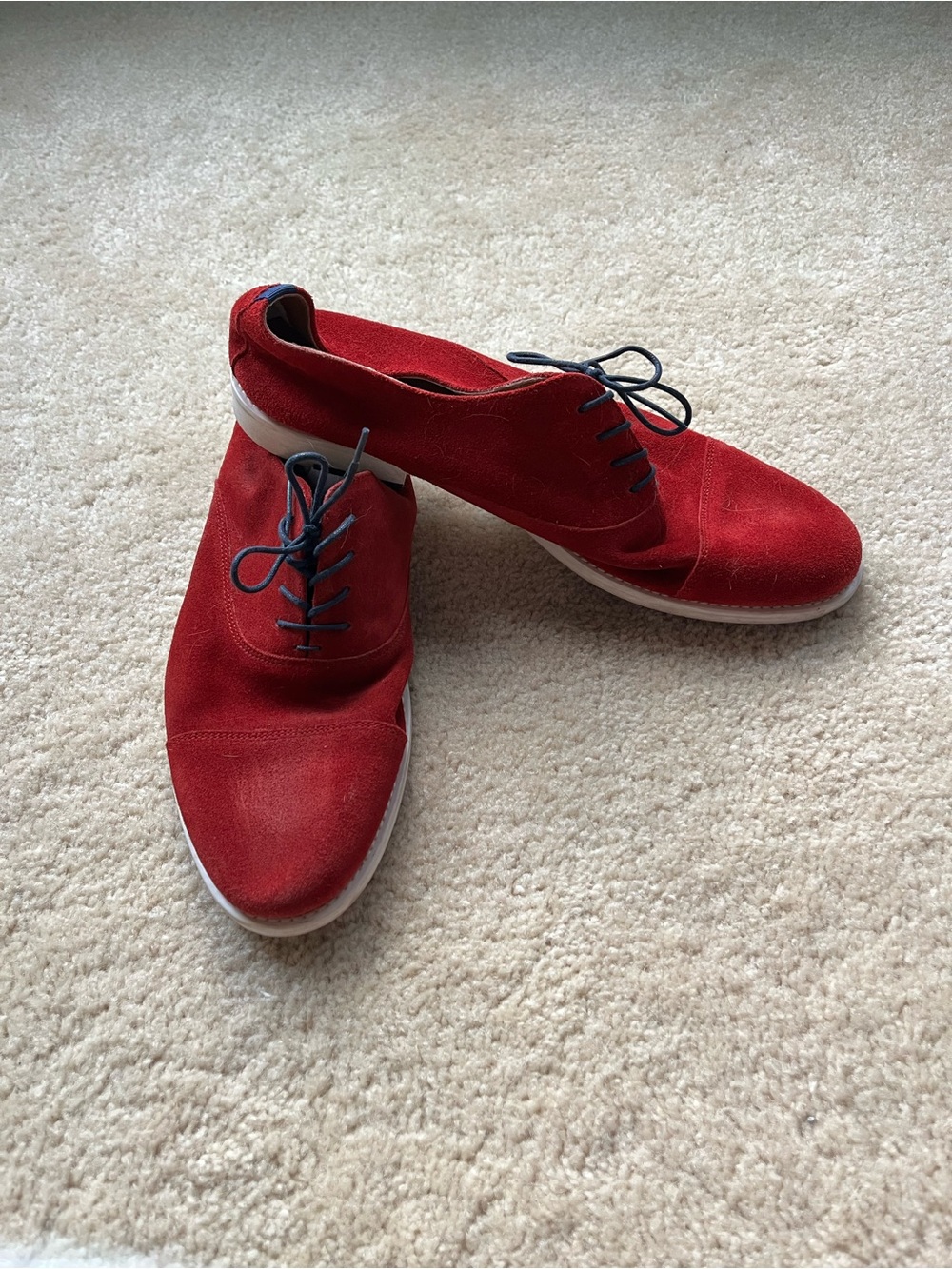 Aldo Men's Red Suede Lace-up Oxford Shoes - Size 11M - VGUC